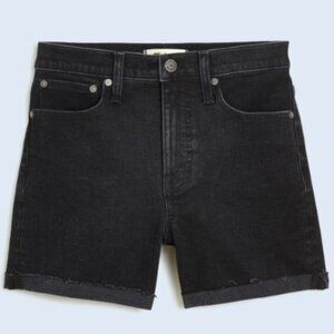 Madewell High-Rise Denim Short in Black (Halwood Wash)